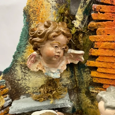 Campana con natività statuine del 700 napoletano da 55 cm