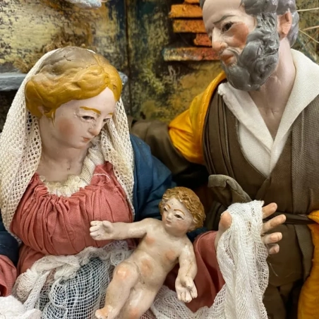 Campana con natività statuine del 700 napoletano da 55 cm