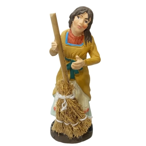 Donna con Scopa in terracotta 10 cm