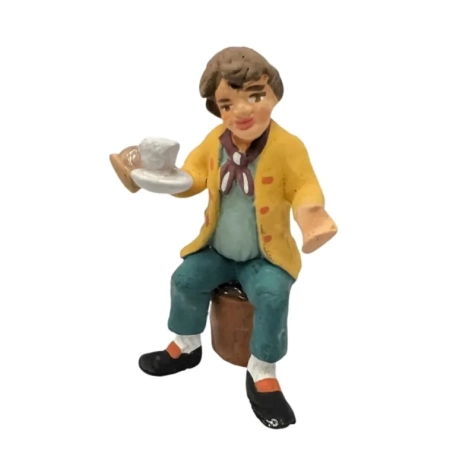 Uomo con tazza di caffè in terracotta 7 cm