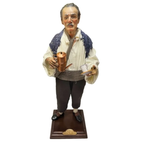 Statuina di Eduardo De Filippo con occhi in vetro e vestiti in stoffa 40 cm