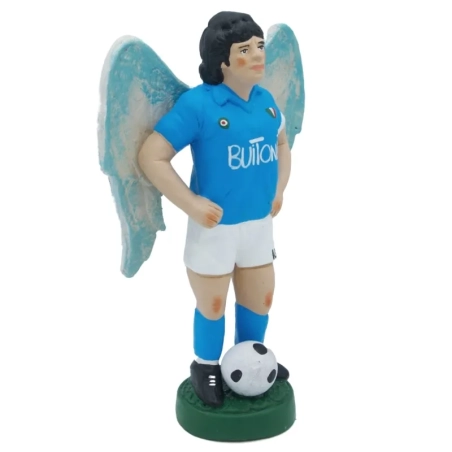 Statuetta Maradona con ali in terracotta 17 cm