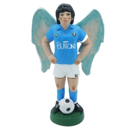 Statuetta Maradona con ali in terracotta 17 cm