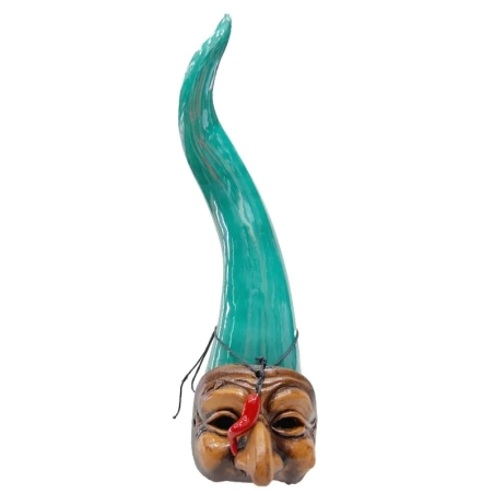 Corno Pulcinella in ceramica verde 25 cm