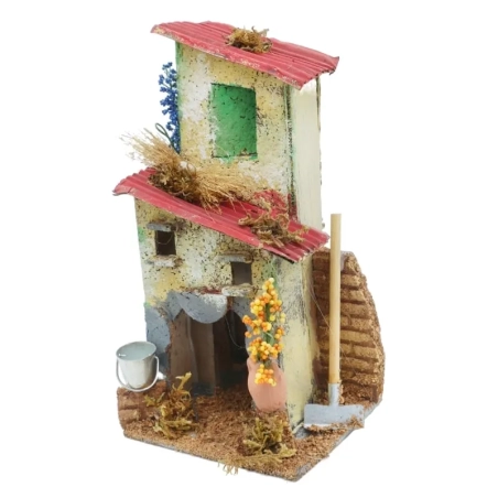 Casa rudere con stalla per presepe 20 cm