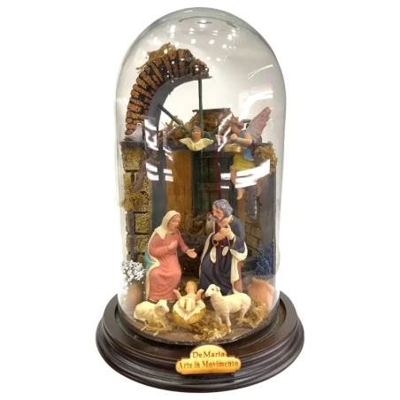 Campana da 26 cm con natività in terracotta da 10 cm