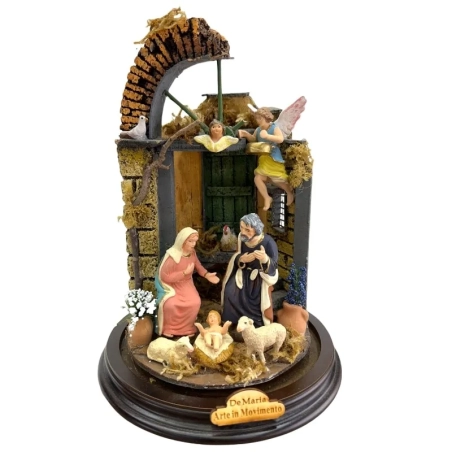 Campana da 26 cm con natività in terracotta da 10 cm