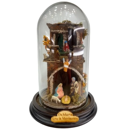 Presepe in campana 20 cm con pastori 2 cm