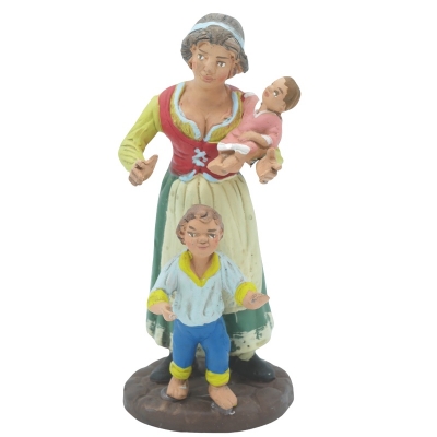 Mamma con figli in terracotta 12 cm