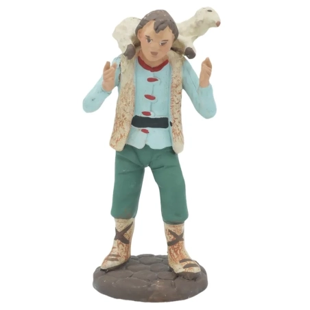 Pastore con pecora in terracotta 12 cm