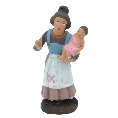 Donna con figlio in terracotta 7 cm