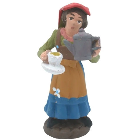 Donna caffettaia in terracotta 7 cm