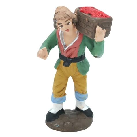 Fruttivendolo con cassa di pomodoro in terracotta 7 cm