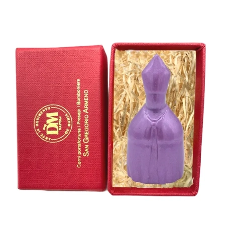 Busto San Gennaro viola metalizzato in ceramica 10 cm