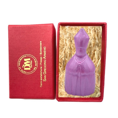 Busto San Gennaro rosa metalizzato in scatola regalo 10 cm