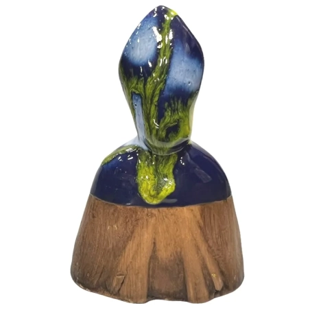 Busto San Gennaro blu multicolore in terracotta 10 cm
