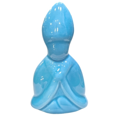 Busto San Gennaro azzurro in ceramica 12 cm