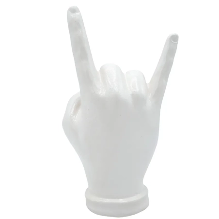 Corna mano bianco in ceramica 16 cm