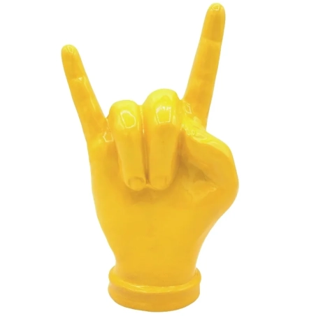 Corna mano gialla in ceramica 16 cm