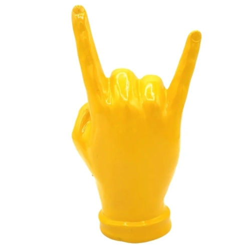 Corna mano gialla in ceramica 16 cm