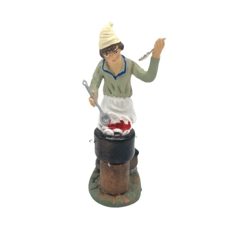 Cuoco che cucina spaghetti in terracotta 7 cm