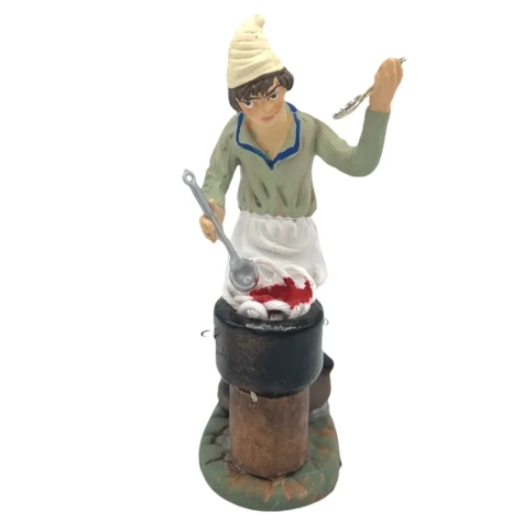 Cuoco che cucina spaghetti in terracotta 10 cm