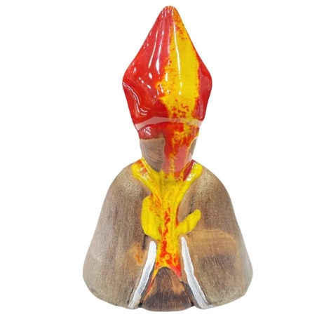 Busto San Gennaro rosso antico multicolore in ceramica 12 cm