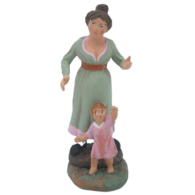 Donna con figlio in terracotta 10 cm
