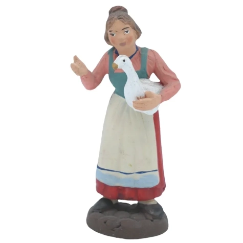 Contadina con oca in terracotta 10 cm