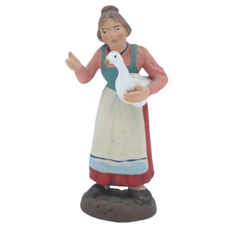 Contadina con oca in terracotta 10 cm