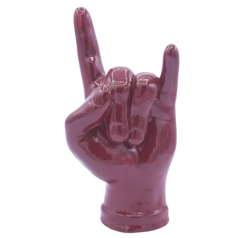 Corna mano amaranto in ceramica 21 cm
