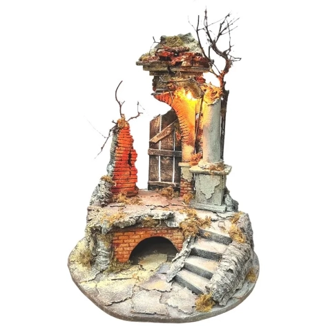 Presepe tempio napoletano con luce 50 cm