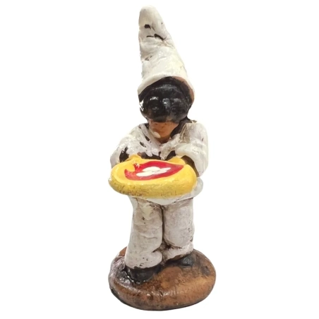 Pulcinella con pizza in miniatura 7 cm