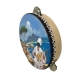 Tamburello in vera pelle con dipinto di Pulcinella o veduta di Napoli 15 cm