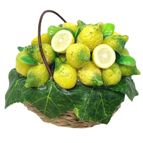 Cestino con limoni in cera per pastori da 25 a 40 cm