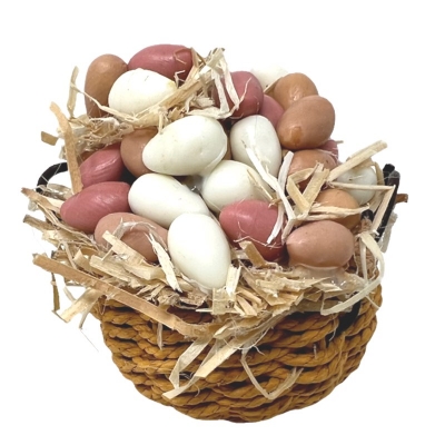Cesto con uova in cera per pastori da 18 a 30 cm