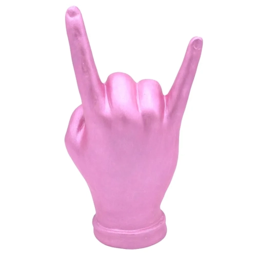 Corna mano rosa metalizzato in ceramica 16 cm