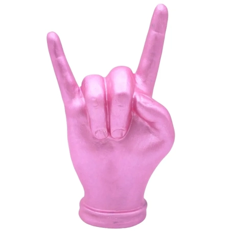 Corna mano rosa metalizzato in ceramica 16 cm