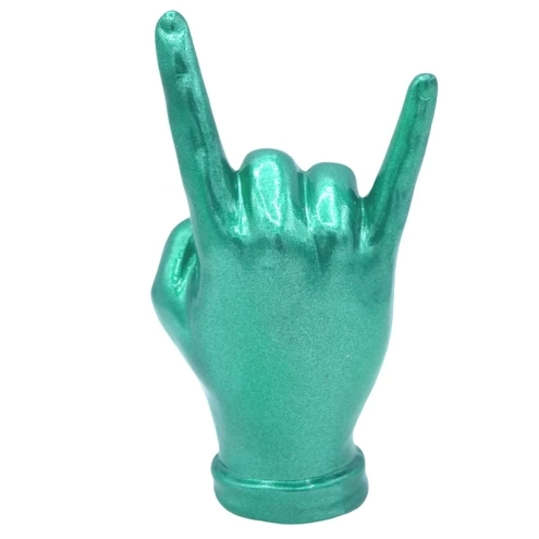 Corna mano verde metalizzato in ceramica 16 cm