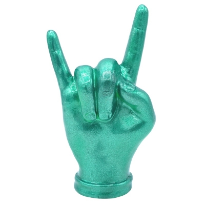 Corna mano verde metalizzato in ceramica 16 cm