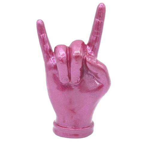 Corna mano rosso metalizzato in ceramica 16 cm