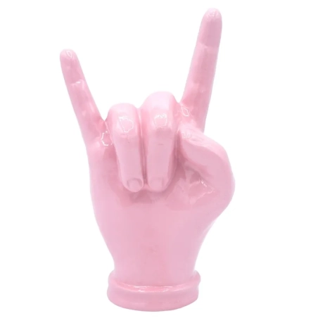 Corna mano rosa in ceramica 16 cm