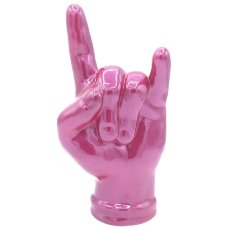 Corna mano rosso metalizzato in ceramica 21 cm