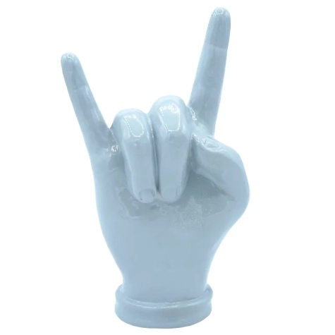 Corna mano grigio argento in ceramica 16 cm