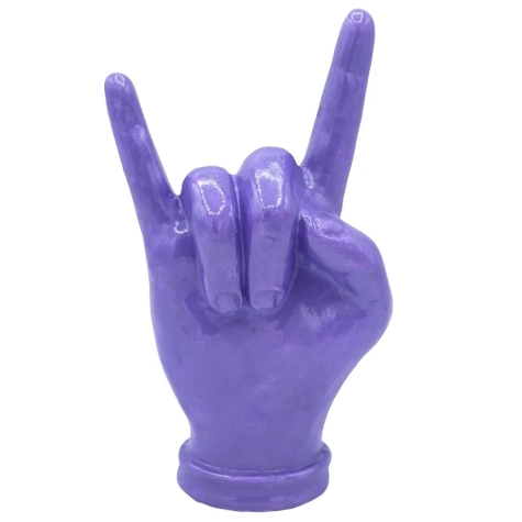 Corna mano viola metalizzato in ceramica 16 cm