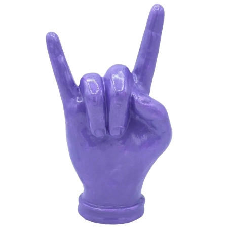 Corna mano viola metalizzato in ceramica 16 cm
