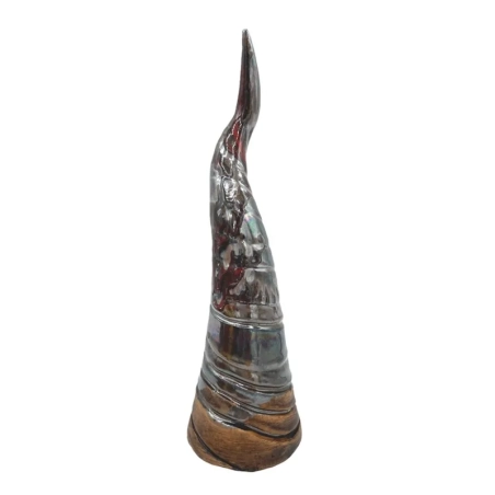 Corno in ceramica cromato stringato 12 cm