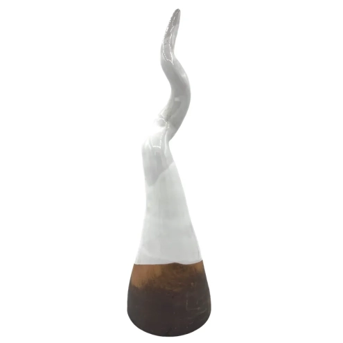 Corno bianco antico in ceramica da tavolo 40 cm