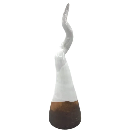 Corno bianco antico in ceramica da tavolo 40 cm
