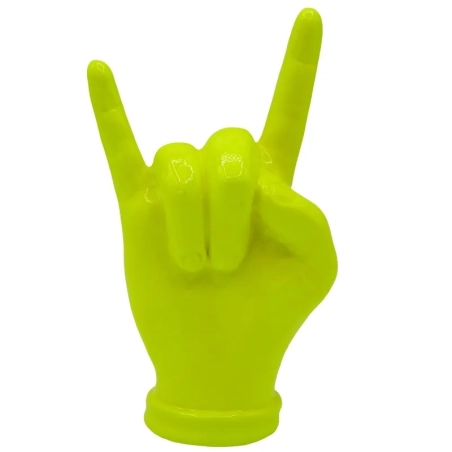 Corna mano giallo fluorescente in ceramica 16 cm